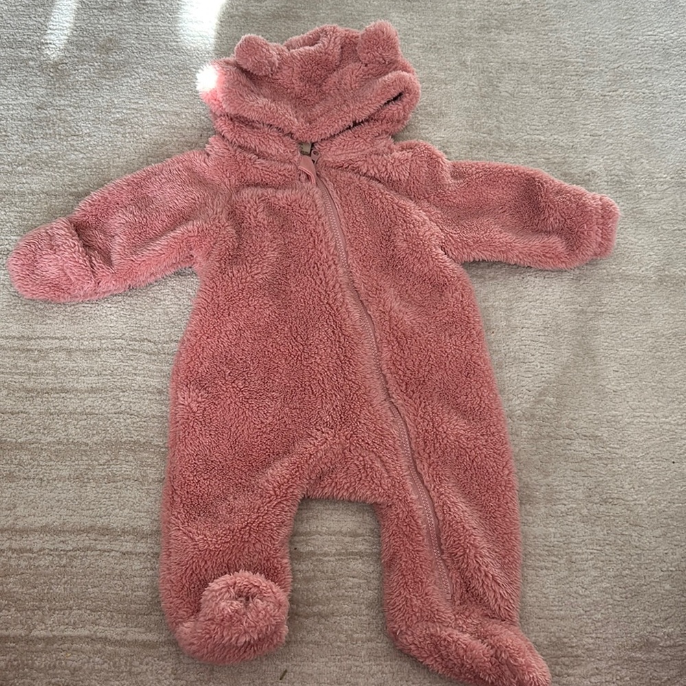 Baby Bunt 0-3 Month Baby Infant Girl Winter Onesie Jacket PINk Faux Fur Zip
